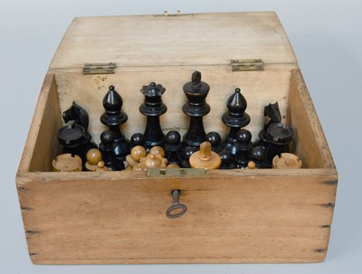 Lot 276 - An English Chess Set, of Staunton type, (not...