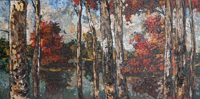 Lot 1131 - Maya Eventov (b.1964) Silver birch trees...