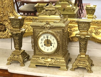 Lot 1390 - A French Gilt Brass Striking Mantel Clock...