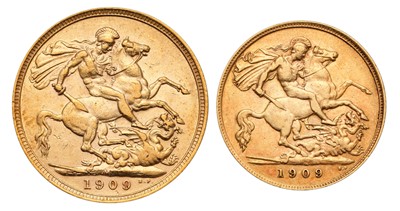 Lot 138 - Edward VII, Sovereign and Half Sovereign 1909;...