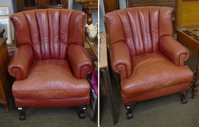 Lot 1308 - A Pair of Reproduction Studded Red Leather...