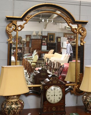 Lot 1315 - A Modern Gilt and Ebonised Over Mantel Mirror,...