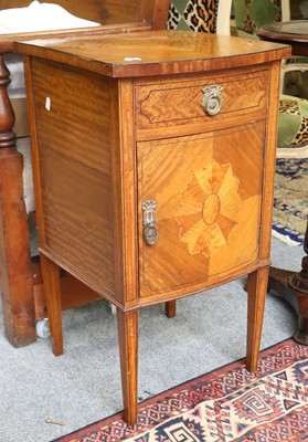 Lot 1378 - A Inlaid and Strung Walnut Bedside Cupboard,...