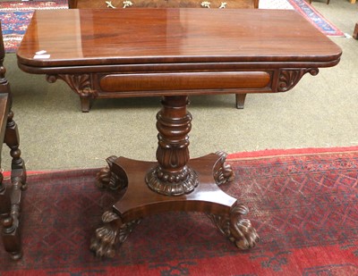 Lot 1527 - A Regency Mahogany Fold Over Tea Table, with...