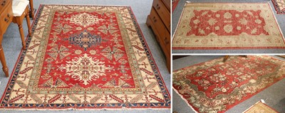 Lot 1154 - Afghan Rug of Caucasian Design, the brick red...