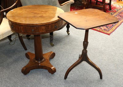 Lot 1415 - A Regency Rosewood Drum Table, on a tapering...