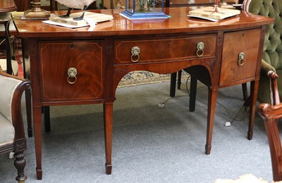 Lot 1421 - A George III Bow Fronted Mahogany Sideboard,...