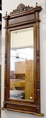 Lot 1428 - A Modern Carved Hardwood Hall Mirror, with...