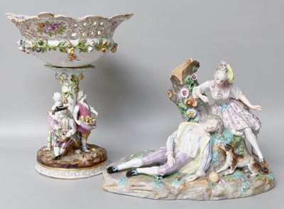 Lot 341 - A Meissen Style German Porcelain Figural spill...