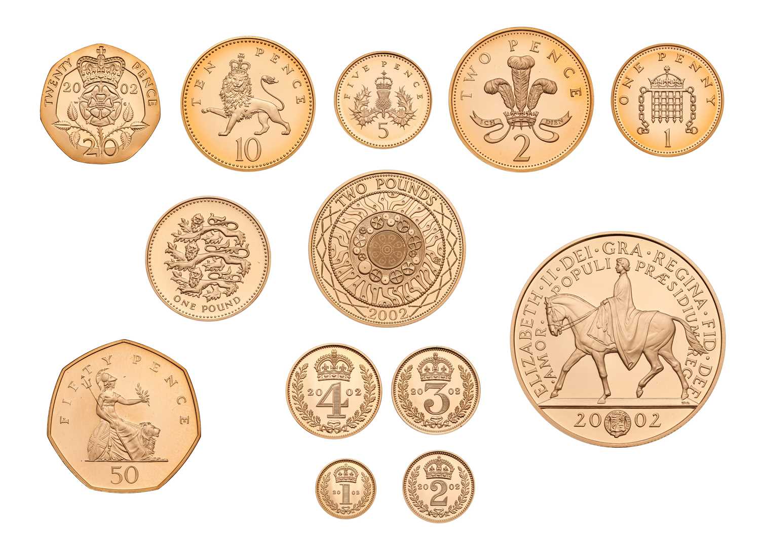 Lot 107 - UK, Golden Jubilee Gold Proof Set 2002, 13...