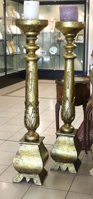 Lot 1446 - A Pair of Modern Gilt Pricket Sticks, of...