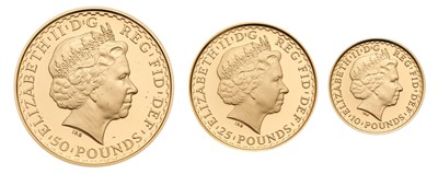 Lot 90 - UK, Britannia Three-Coin Gold Proof Set 2010,...