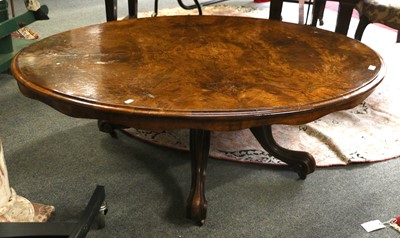 Lot 1366 - A Victorian Burr Walnut Loo Table, the base...