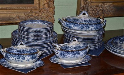 Lot 477 - A Late Mayer's Chatsworth blue and white pottery part dinner service