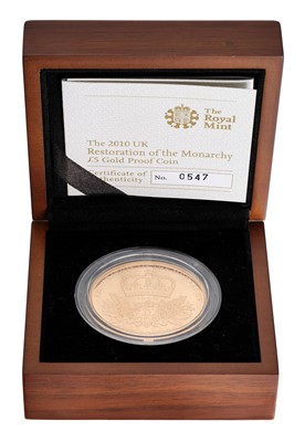 Lot 158 - UK, Gold Proof Five Pounds 2010, Restoration...