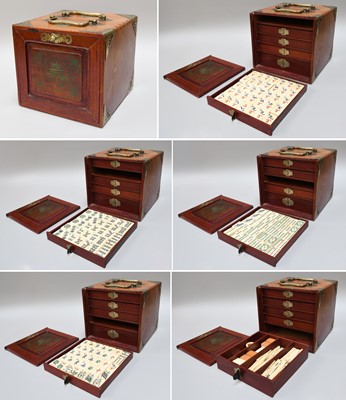 Lot 265 - A Chinese Mahjong Set in Case, with bamboo and...