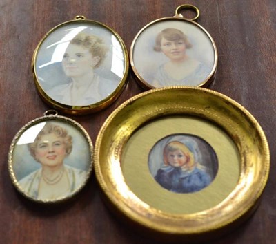 Lot 481 - Four framed portrait miniatures