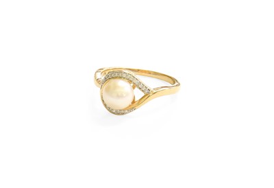 Lot 24 - A Cultured Pearl and Diamond Ring, the...