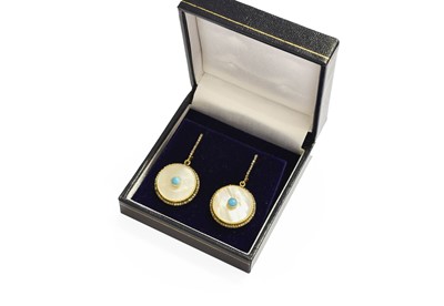 Lot 20 - A Pair of Turquoise, Mother-of-Pearl and...