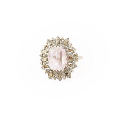 Lot 288 - A Morganite and Diamond Cluster Ring, the...