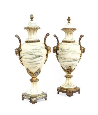 Lot 221 - A Pair of Gilt Metal Mounted Variegated White...