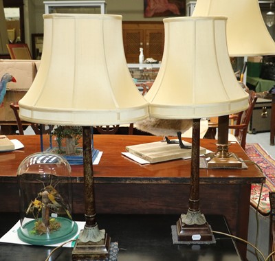 Lot 1418 - A Pair of Patinated Metal Table Lamps, of...