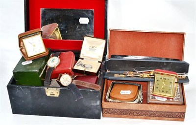 Lot 493 - A gentleman's chronograph wristwatch signed Rone, lady's fob watch and a quantity of...