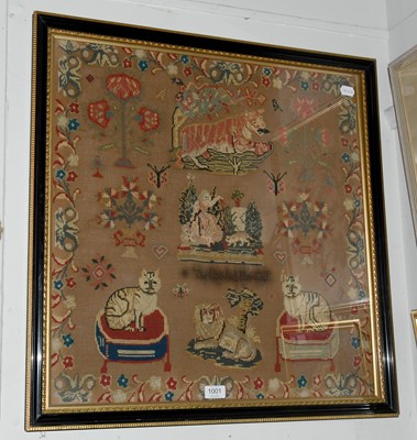 Lot 1001 - A Framed Late 19th Century Needlework Panel,...