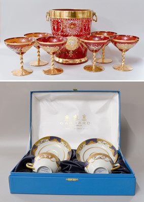 Lot 337 - A Venetian Ruby Glass Champagne Bucket, a set...