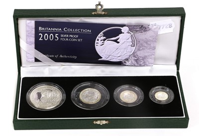 Lot 3 - UK, Silver Proof Britannia Set 2005, 4 coin...