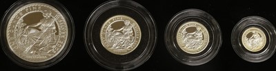 Lot 57 - UK, Silver Proof Britannia Set 2005, 4 coin...