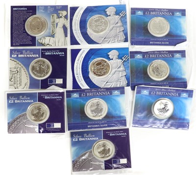 Lot 9 - 10x UK 1oz Fine Silver Britannia Coins, all...