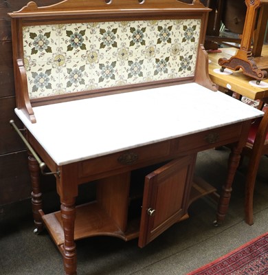 Lot 1555 - An Edwardian Mahogany Marble Topped Washstand,...