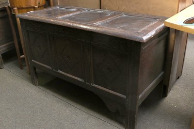 Lot 1500 - An Oak Panelled Oak Coffer, 17th century, with...