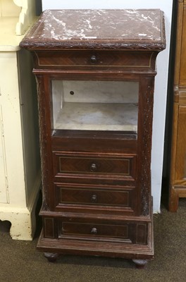 Lot 1483 - A French Kingwood Marble Top Pot Cupboard,...