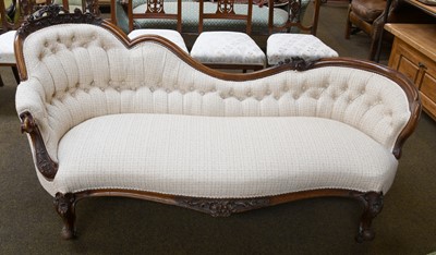 Lot 1292 - A Victorian Carved Mahogany Chaise Longue,...