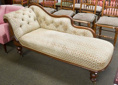 Lot 1301 - A Victorian Mahogany Chaise Longue, with deep...