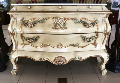 Lot 1443 - A Modern French Style Painted Marble Top Bombe...