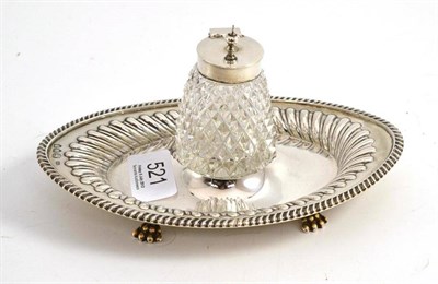 Lot 521 - Silver inkwell with glass container