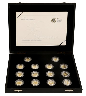 Lot 34 - UK, One Pound Coin Silver Proof Collection...