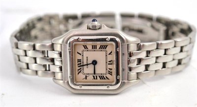 Lot 525 - Lady's steel Cartier watch