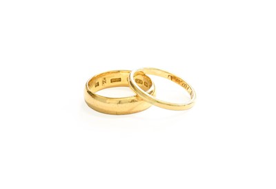 Lot 85 - Two 22 Carat Gold Band Rings, finger size O