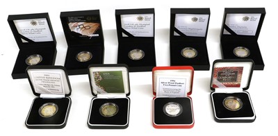 Lot 56 - 9x Royal Mint Silver Proof Piedfort Two Pound...