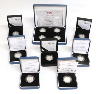 Lot 20 - 11x Royal Mint Silver Proof One Pound Coins,...