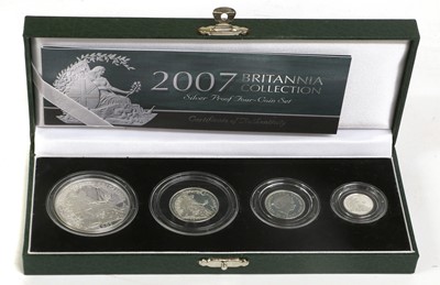 Lot 16 - UK, Silver Proof Britannia Collection 2007, 4...