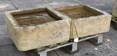 Lot 270 - A Near Pair of Stone Garden Troughs, 20th...