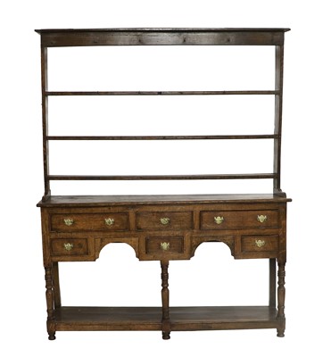 Lot 808 - A Late George III Oak Dresser and Rack, the...