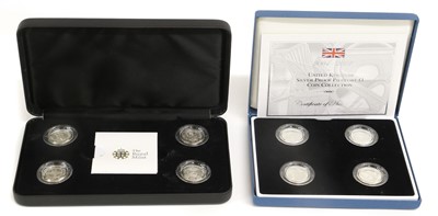 Lot 24 - 2x UK, Silver Proof Piedfort One Pound...