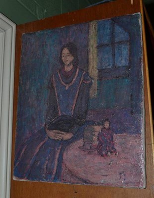 Lot 595 - In the manner of Gwen John, oil on canvas, portrait