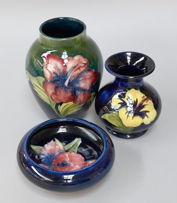 Lot 197 - Walter Moorcroft Vases, with Hibiscus pattern...